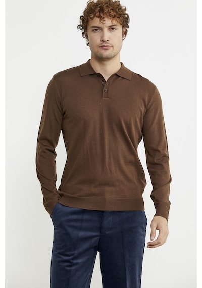 Sementa Erkek Polo Yaka Triko Kazak - Kahve 001