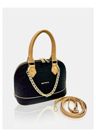 Just Polo Kadın Zincir Detaylı Şık El Ve Omuz Çantası Shoulder Bag Ebat : 25x22 Cm Siyah - Camel