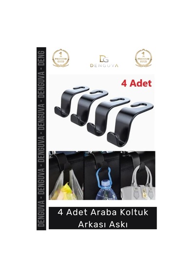 Askı Araç İçi Düzen Güvenlik Çanta Poşet Askısı Dayanıklı Pratik Montaj 4 Adet Araba Koltuk Arkası