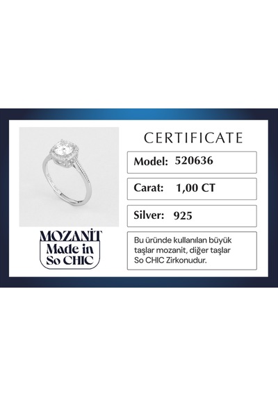 Mozanit Şöleni 18 Ayar Beyaz Altın Kaplama Ayarlanabilir Gümüş Yüzük Beyaz