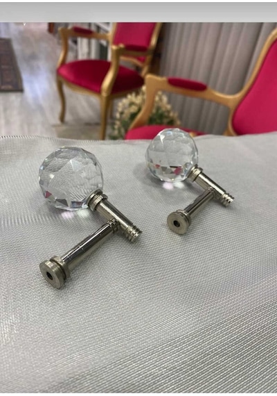 Renso Kristal Taşlı Gümüş Renk Fon Perde Kuşağı Bağlama Aparatı Gümüş