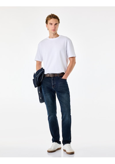 Koton Normal Bel Pamuklu Slim Fit Jean - Brad Jean Koyu İndigo 7wam40004nd