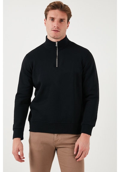 Buratti Pamuklu Regular Fit Yarım Fermuarlı Dik Yaka Erkek Sweat 59052592 Siyah