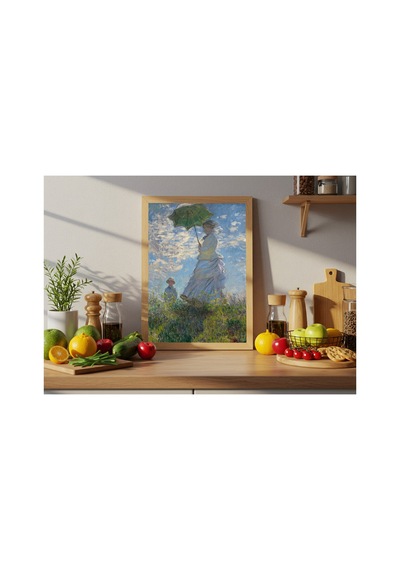 Monet Şemsiyeli Kadın, Madam Monet Ve Oğlu Çerçevesiz Poster 30x42 Cm A3 Tablo Empresyonist