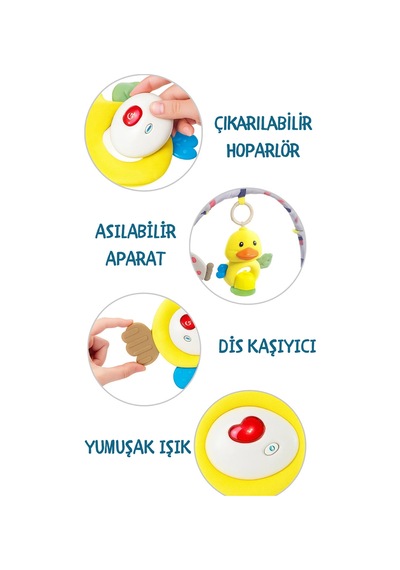 Müzikli Işıklı Sevimli Ördek Figürlü Çıkarılabilir Hoparlörlü Diş Kaşıyıcılı Uyku Arkadaşı 20 Cm