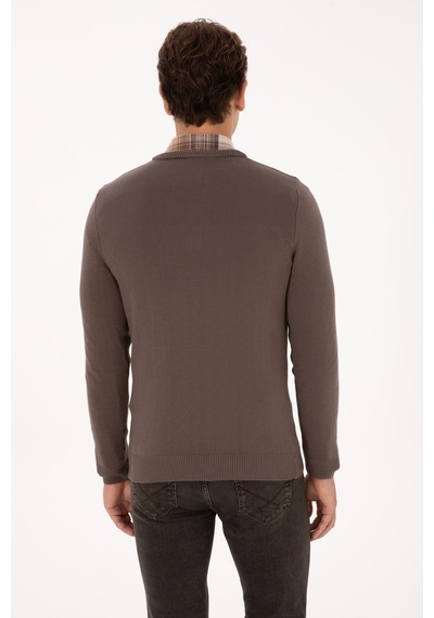 U.S. Polo Assn. Erkek Slim Fit V Yaka Vizon Basic Kazak 50313668-VR052