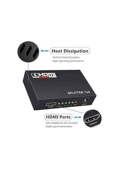4 Port FHD HDMI 1080P Splitter Çoğaltıcı Metal Kasa Çoklayıcı