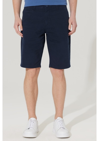 AC&Co / Altınyıldız Classics Erkek Lacı Slim Fit Dar Kesim Yan Cepli Chino  Şort Lacivert