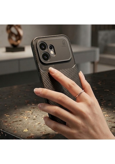 Honor 600 Uyumlu Kılıf Karbon Tasarım Kamera Korumalı Silikon Telefon Kılıfı Kapak Siyah