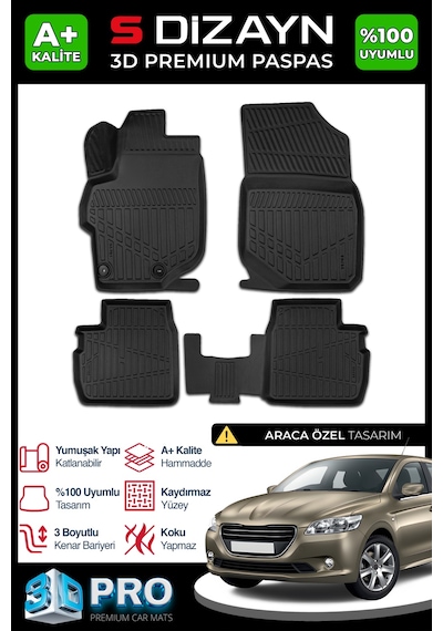 Peugeot 301 3d Pro Havuzlu Paspas 2013 Üzeri A+ Kalite 3ds-sdz058
