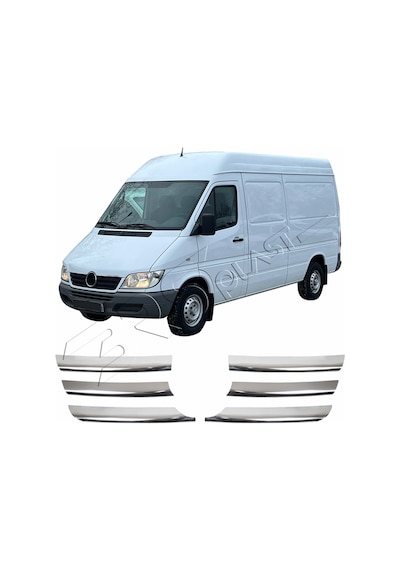 Mercedes Sprinter W903 2003-2006 Krom Ön Panjur 6 Parça Paslanmaz Çelik