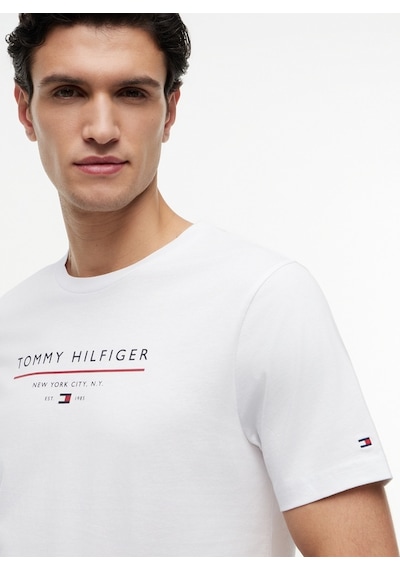 Tommy Hilfiger Brand Love New Rwb Reg Tee Erkek Beyaz T-shirt - Mw0mw44359