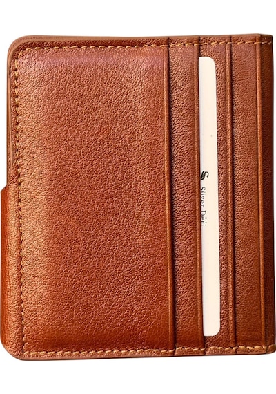 Taba Hakiki Deri İkiye Katlanır Patlı Ve Mıknatıslı Model Kredi Kartlık - 3041-taba Açık Kahverengi