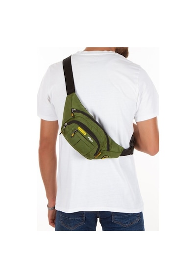 Newish Polo Unisex Haki Su Geçirmez Usb Ve Kulaklık Girişli Bel Ve Omuz Çanta Freebag Haki - Erkek Bel Çantası Yeşil - Kamuflaj
