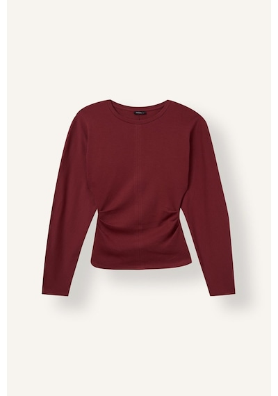 Defacto %100 Pamuk Dikiş Detaylı Slim Fit Bisiklet Yaka Uzun Kollu Basic Tişört I8183ax26aubr477 Bordo-br477
