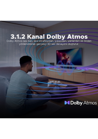 Oxs S5 Dolby Atmos   3.1.2 Soundbar - HDMI eARC, Dahili Subwoofer, Bluetooth, Çok Kablolu Bağlantı