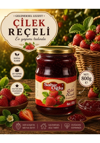Sabıroğlu Çilek Reçeli Net 800 Gr Kavanoz