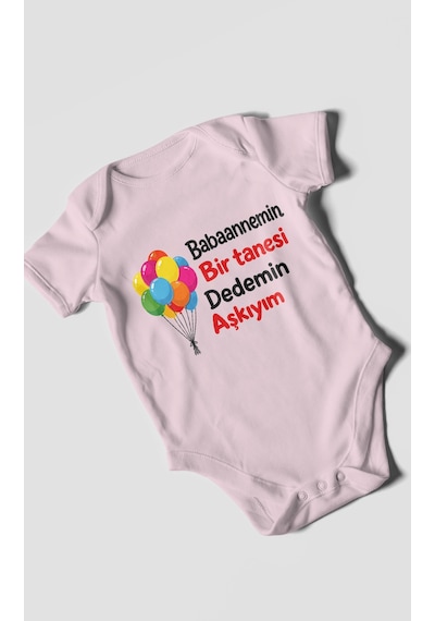 Morivokids Babaanneye Ve Dedeye Özel Kısa Kollu Bebek Body %100 Pamuk Zbn161-kk Bebe Pembe