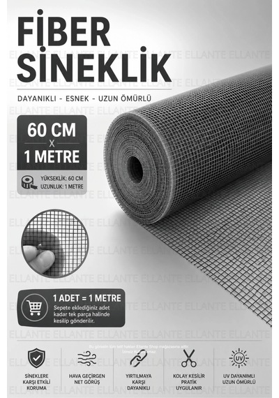 Fiber Sineklik Teli 60 Cm X 1 Metre Cam Elyaf, Uv Dayanımlı, Dayanıklı Pencere Ve Kapı Sinekliği
