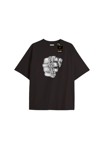Tarzsokak Beyaz Oversize T-shirt El Yüzük Özel Tasarım Çok Renkli