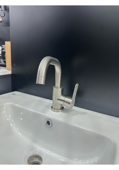 Fleko İnox Yüksek Kuğu Lavabo Bataryası Mat Krom Inox
