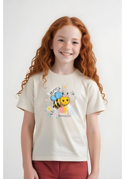 Fyk Kids Kız Çocuk Honey Baskılı Tişört Krem