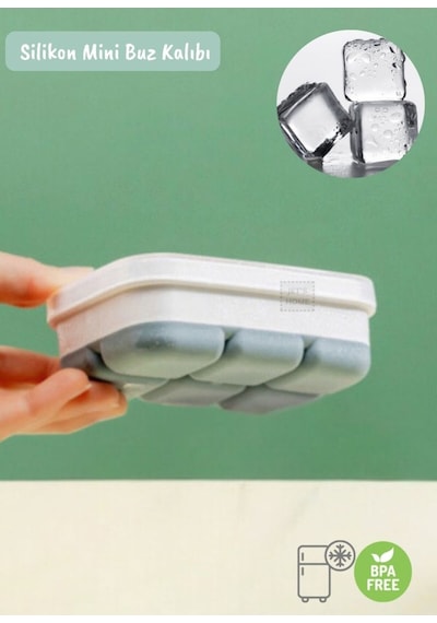 Mini Buz Kalıbı Silikon Buzluk 6 Bölmeli Kare Desenli Buz Küpü Gri Bpa Free Silikon Diğer