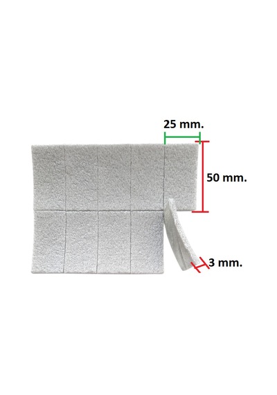 Gt 50x25x3kp Gutsy 40 Adet Yapışkanlı Poliüratan Köpük Bant 2.5 Cm.x 5 Cm. Gri Masa Sandalye Çizdirmez Ped