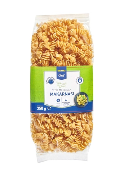 Metro Chef Burgu Makarna 350 G Yeşil Mercimek Unlu Yüksek Protein Tarı