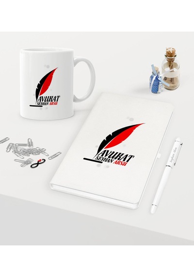 Kişiye Özel Avukat Temalı Beyaz Defter Kalem Kupa Seti - 8