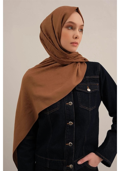 Armine Link Desen Bambu Cotton Şal 2 KAhverengi