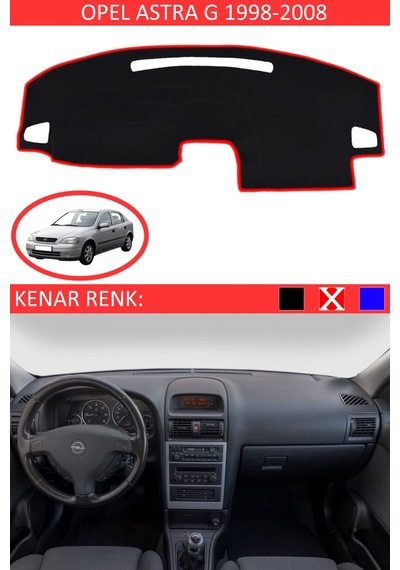 Guerrıno Torpido Koruma Halısı Siyah Kenar Renk Kırmızı Opel Astra G 1998-2008 İle Uyumlu