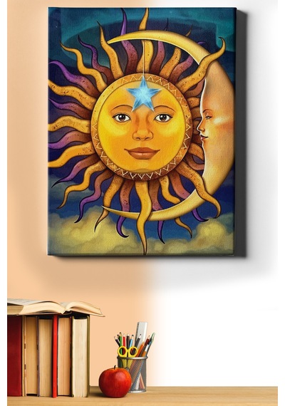 Webstyle Sayılarla Boyama Seti Kasnaklı Güneş Ve Ay Sembol 40x50 Cm
