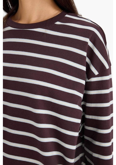 Defacto Loose Fit Bisiklet Yaka Sweatshirt F7758ax25aubn338 Kahve-bn338