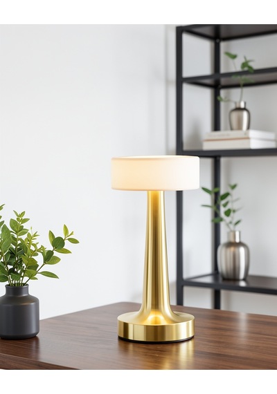 Kablosuz Led Masa Lambası Gold Kare Tasarım Type C Şarjlı Altın