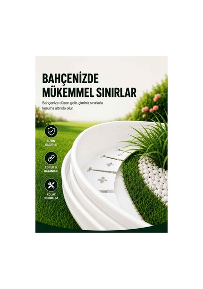 Esnek Pvc Çim Ayırıcı Bahçe Peysaj Düzenleyici 25 Metre Beyaz Çim Sınırlayıcı Esnek Plastik Taş Toprak Ayraç Bariyer Peyzaj Bordürü