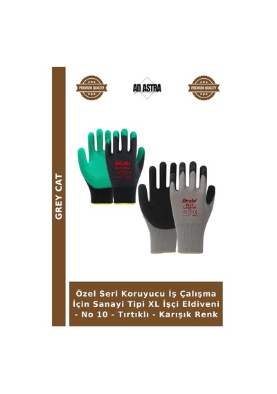 Özel Seri Koruyucu İş Çalışma İçin Sanayi Tipi Xl İşçi Eldiveni - No 10 - Tırtıklı - Karışık Renk Çok Renkli