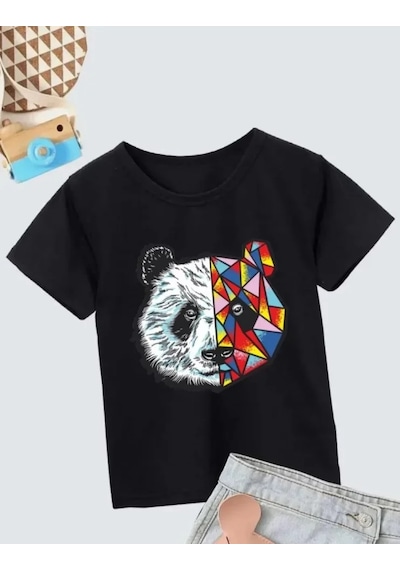 Unisex Çocuk Baskılı T-shirt - Siyah