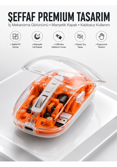 Fare Mouse Çift Modlu Kablosuz Bağlantılı 2.4ghz Destekli Yeni Nesil -