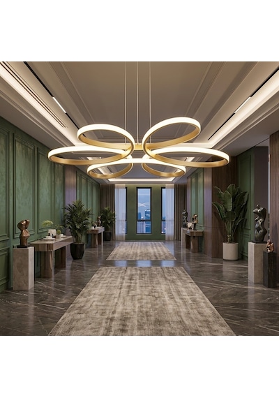 Lzy Avize Store Yonca 6 Lı Eskitme Plafonyer Salon Mutfak Çocuk Odası Yemek Masası Ve Antre İçin Modern Led Eskitme - Gold
