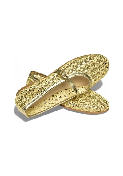 Fox Shoes Y267272709 Altın Örgü File Görünümlü Kadın Babet Altın