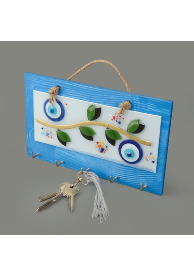 Deco Zeytin Anahtar Askısı - Mavi - 25 Cm