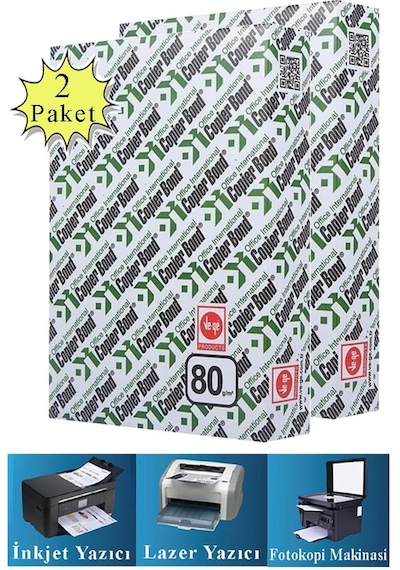 Copier Bond A4 Fotokopi Kağıtı 80 G 2 Paket 1000  Sayfa