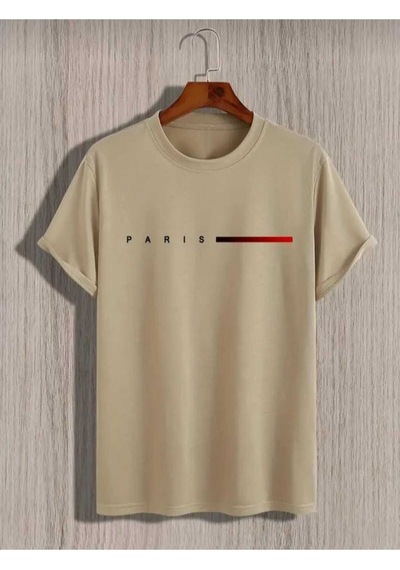 Kozia Outdoors Malkoçbey Kısa Çizgi Paris Baskılı Oversize Unisex Basic T-shirt Bej