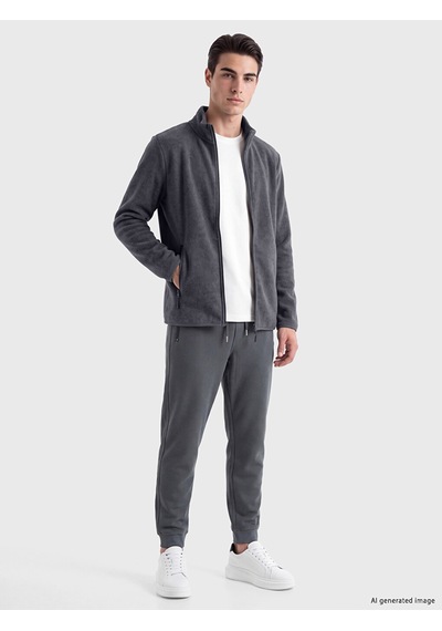Lcwaıkıkı Classic Gri Dik Yaka Erkek Polar Fermuarlı Sweatshirt