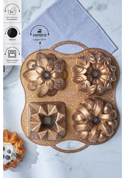 Karaca  Cake Pro 4'lü Gold Döküm Kek Kalıbı