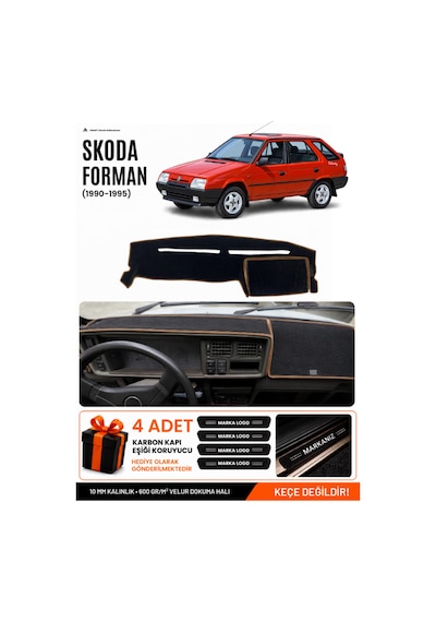 Skoda Forman 1990-1995 Uyumlu Torpido Örtüsü, Torpido Kılıfı - Siyah-kahverengi - Sk003