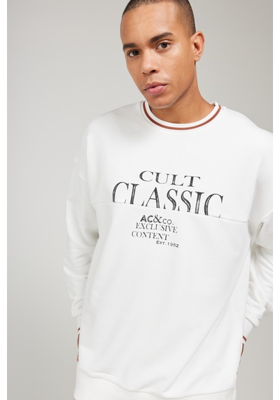 AC&Co / Altınyıldız Classics Erkek Kırık Beyaz Oversize Bol Kesim Bisiklet Yaka Pamuklu Baskılı Sweatshirt Kırık Beyaz AC&Co / Altınyıldız Classics Erkek Kırık Beyaz Oversize Bol Kesim Bisiklet Yaka Pamuklu Baskılı Sweatshirt Kırık Beyaz