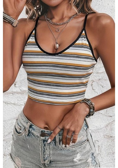 Bella Notte Retro Fitilli Askılı Crop Atlet Çok Renkli