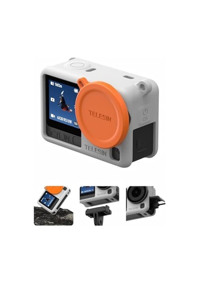 Osmo Action 6 İçin Silikon Koruyucu Kılıf + Lens Cap Grey 08298469